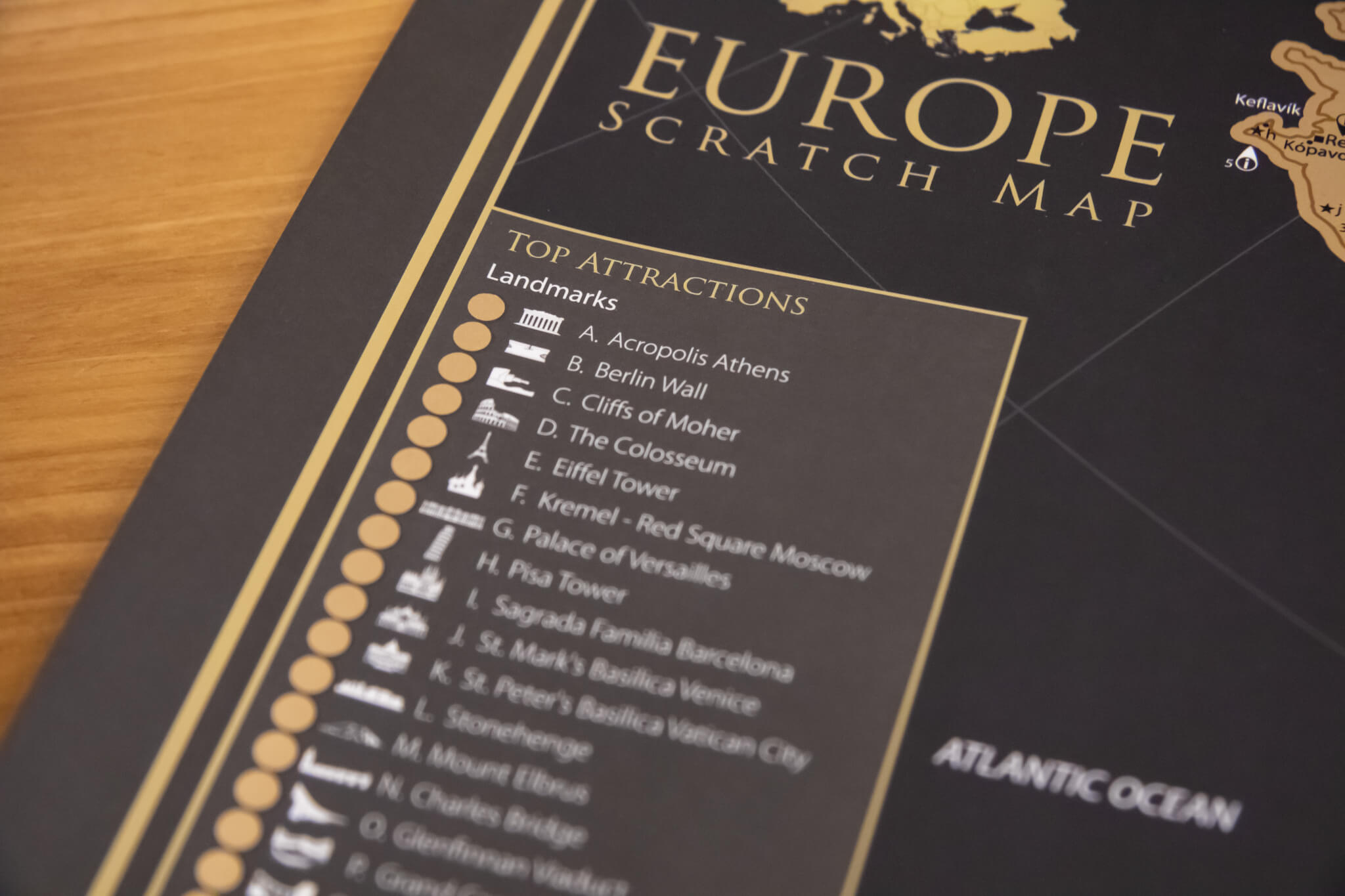 Scratch Map of Europe - Detail of Top Attractions