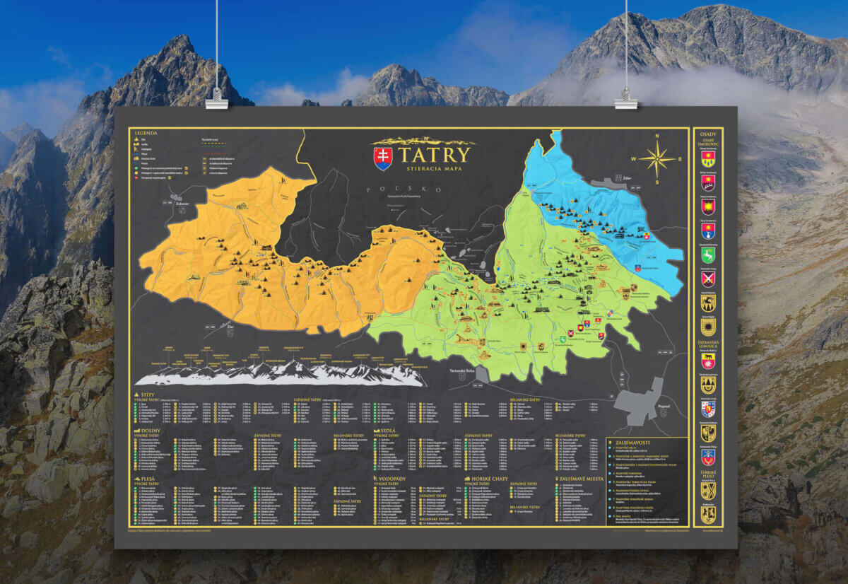 Scratch off Map of Tatra Mountains