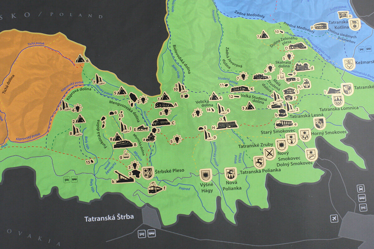 Scratch map of Tatra Mountains