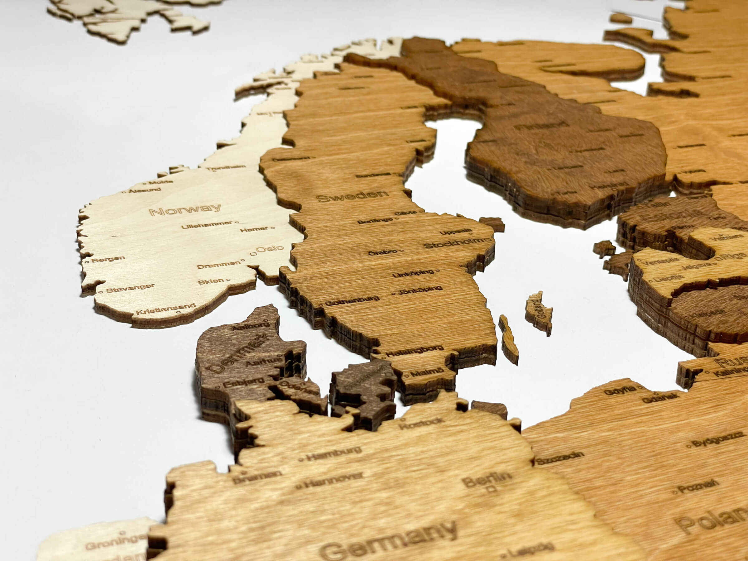 Europe du Nord - Carte 3D de l'Europe en bois