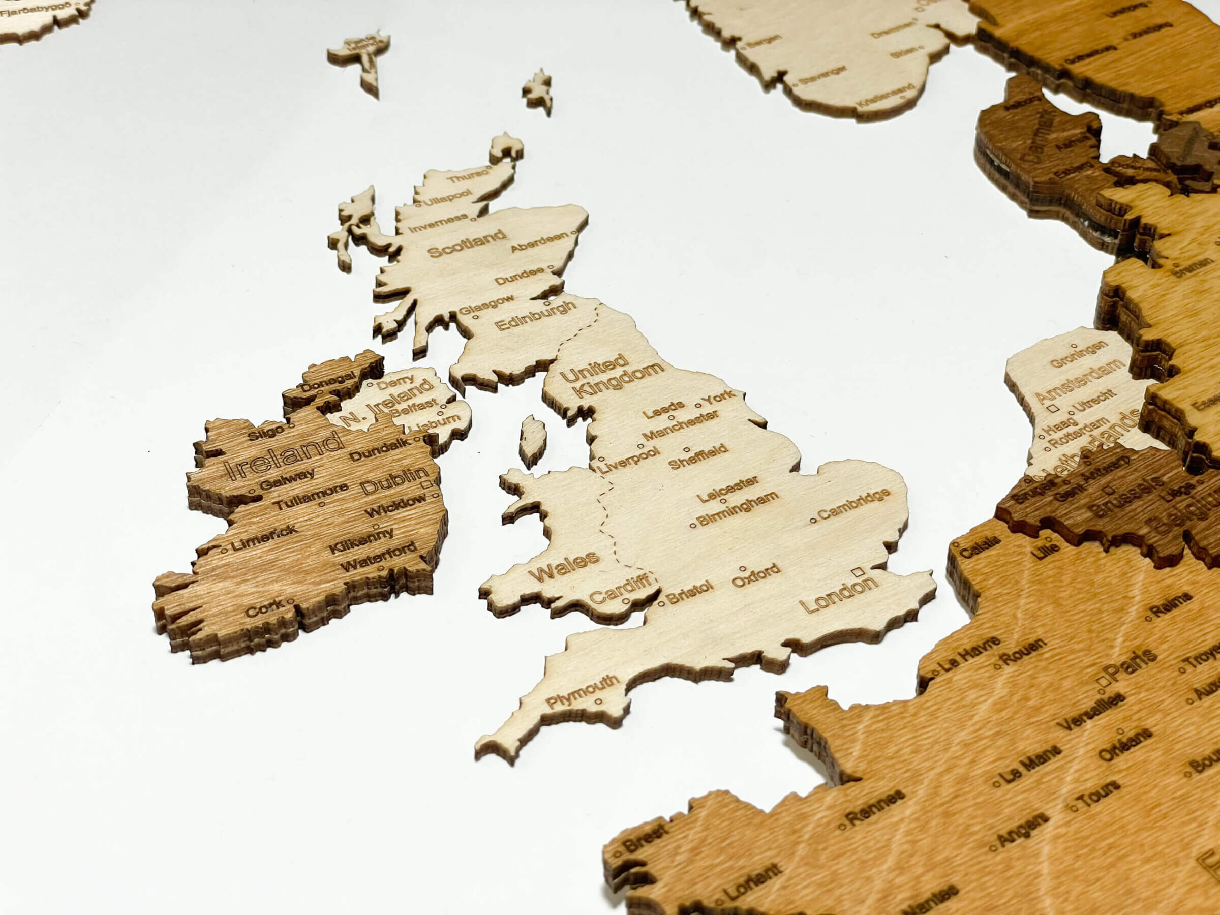 Royaume-Uni - Carte 3D de l'Europe en bois