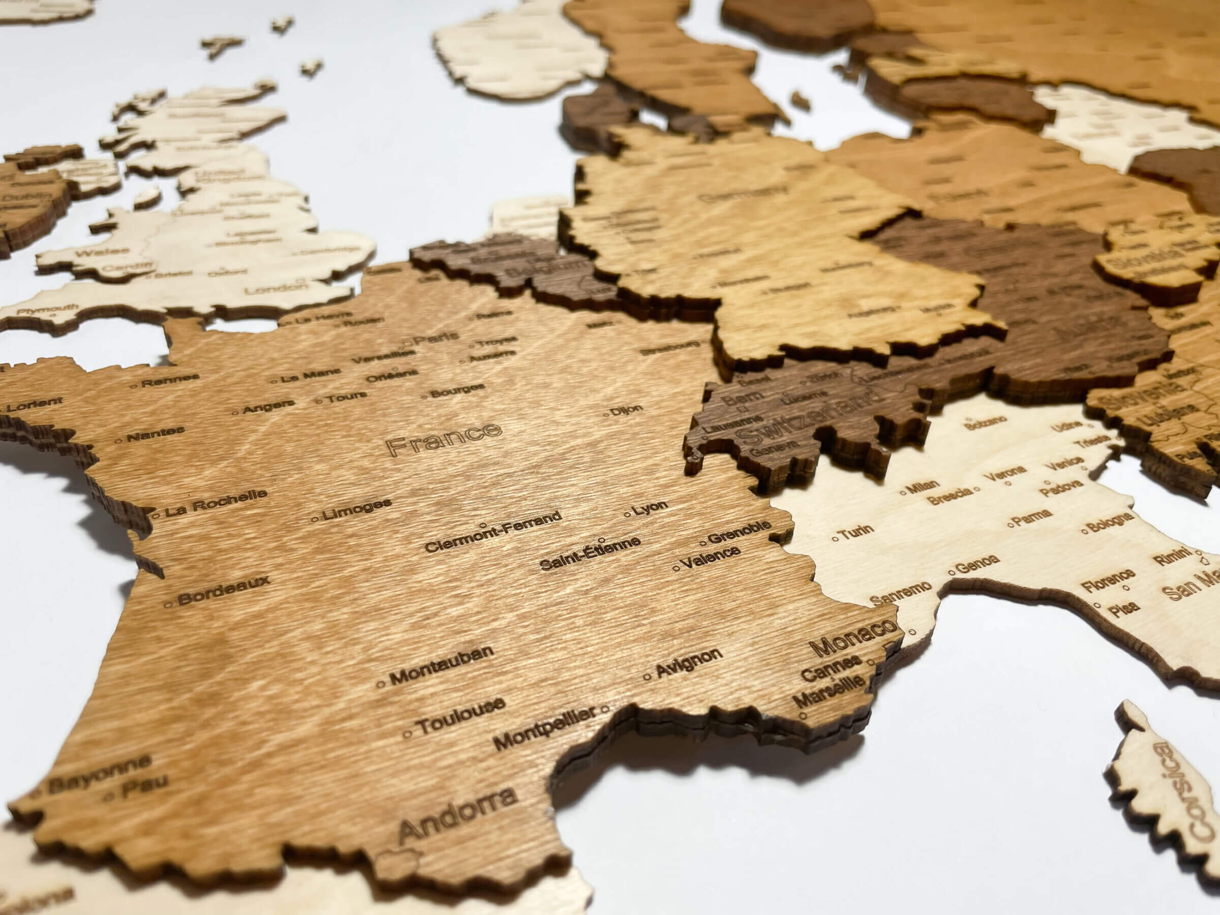 Francie - 3D dřevěná mapa Evropy