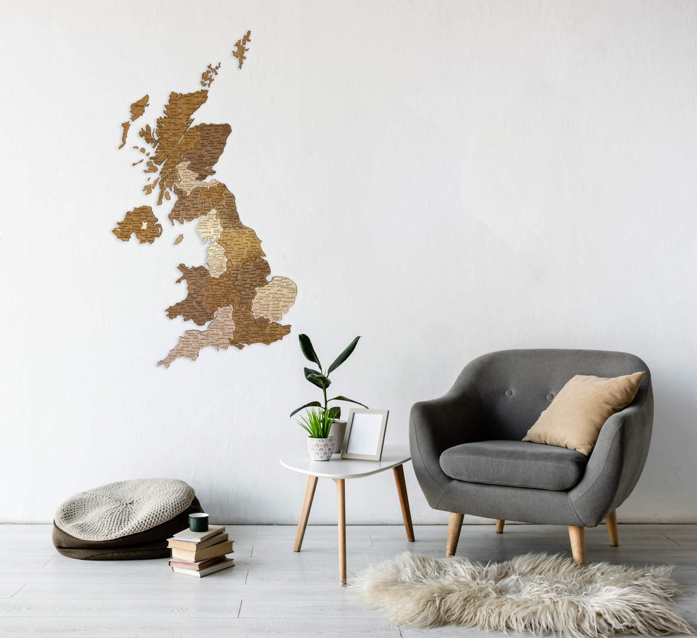 Mappa del Regno Unito in Legno - decorazione da parete