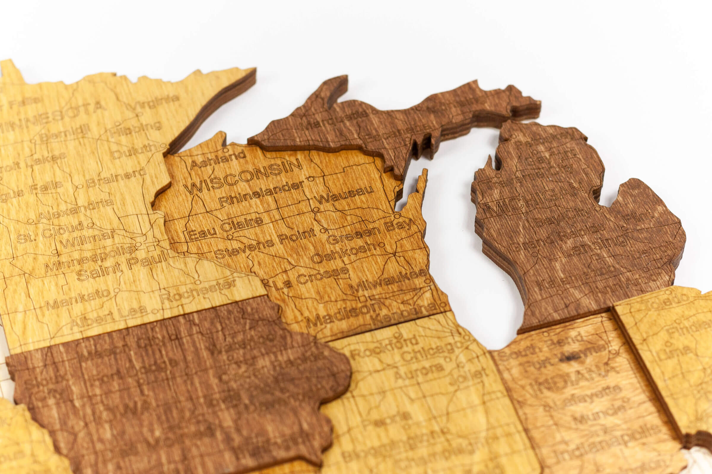 USA 3D dřevěná mapa