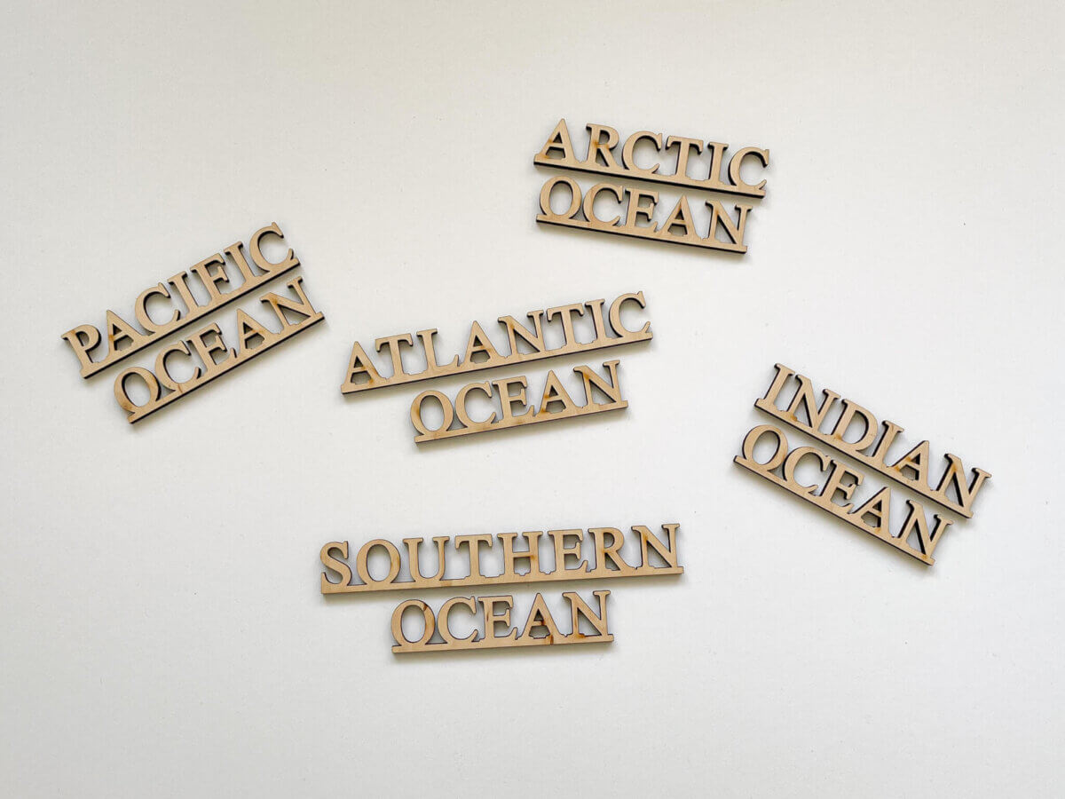 Noms d'océan en bois